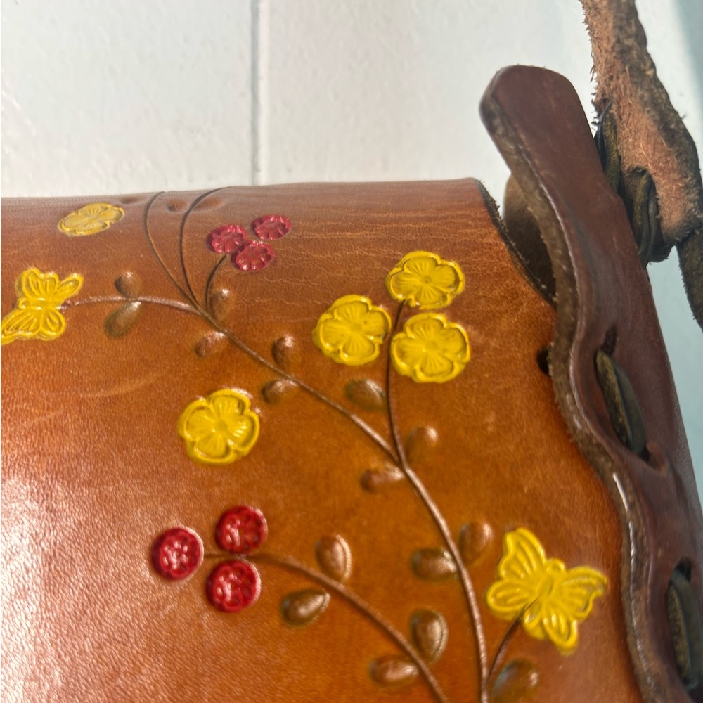 Vintage 70’s Tool Leather Handmade Hippie Shoulder Bag - Picture 10 of 15